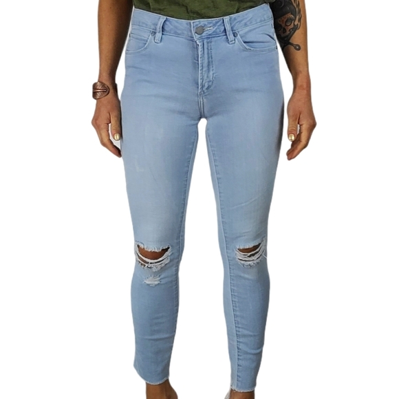 Articles of Society Hi-Rise Stretch Skinny Distressed 27x26 Blue Jeans - Picture 2 of 5